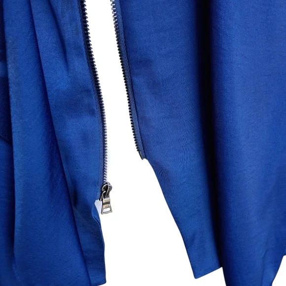 BCBGMaxAzria Flora Ruffle Silky Zip Blazer Draped Open-Front Shirt Jacket Small - Picture 7 of 11